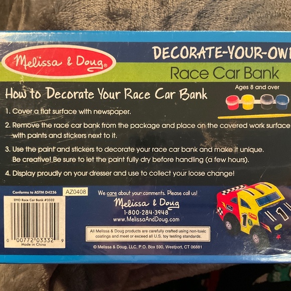New Melissa & Doug Decorate-Your-Own Race Car Bank and Plaster Car Set - Picture 11 of 13